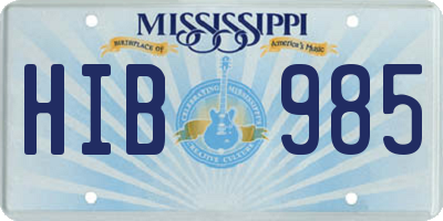 MS license plate HIB985
