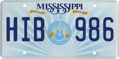 MS license plate HIB986