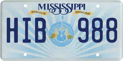 MS license plate HIB988