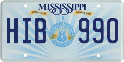 MS license plate HIB990