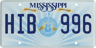 MS license plate HIB996