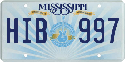 MS license plate HIB997