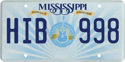 MS license plate HIB998
