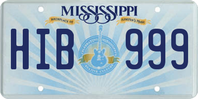 MS license plate HIB999