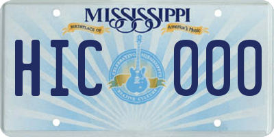 MS license plate HIC000