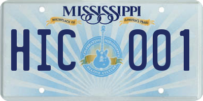 MS license plate HIC001