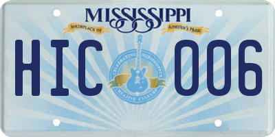 MS license plate HIC006