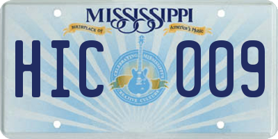 MS license plate HIC009
