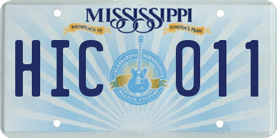 MS license plate HIC011