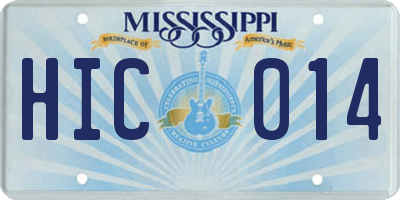 MS license plate HIC014
