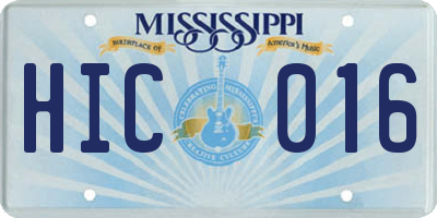 MS license plate HIC016