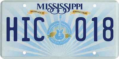 MS license plate HIC018