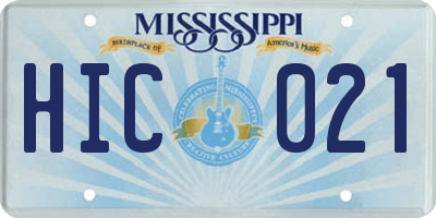 MS license plate HIC021
