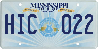MS license plate HIC022