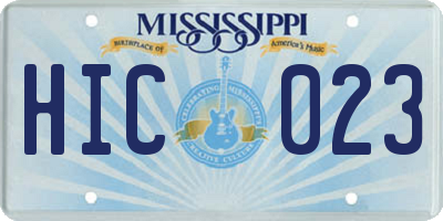 MS license plate HIC023