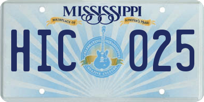 MS license plate HIC025