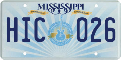 MS license plate HIC026