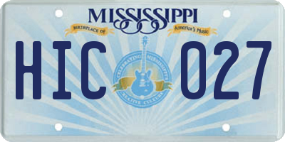 MS license plate HIC027