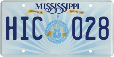 MS license plate HIC028