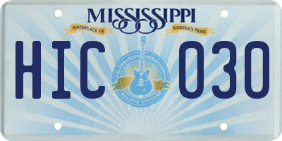 MS license plate HIC030