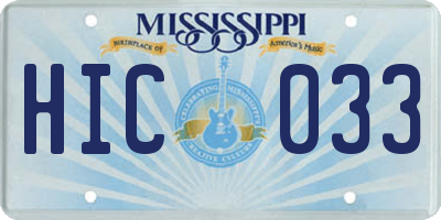 MS license plate HIC033