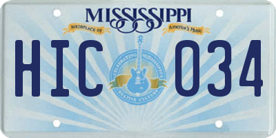 MS license plate HIC034