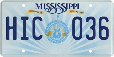 MS license plate HIC036