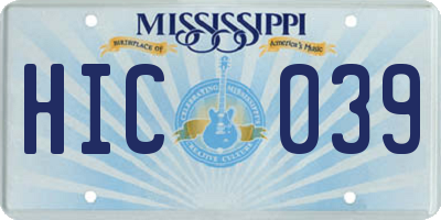 MS license plate HIC039