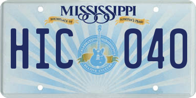 MS license plate HIC040
