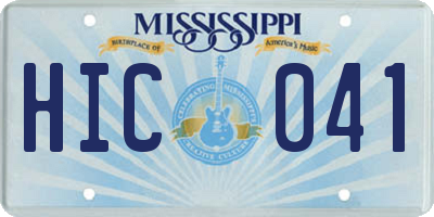 MS license plate HIC041