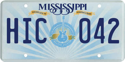 MS license plate HIC042