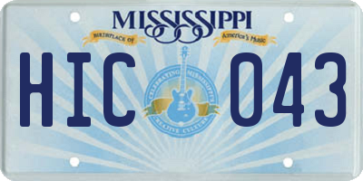 MS license plate HIC043