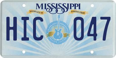 MS license plate HIC047