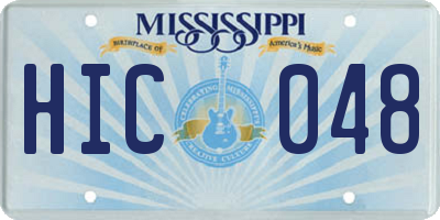 MS license plate HIC048