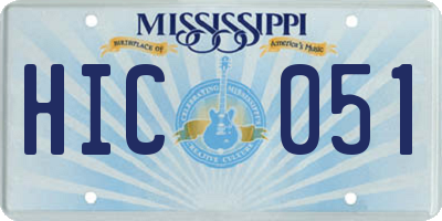 MS license plate HIC051