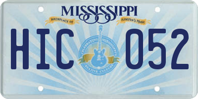 MS license plate HIC052