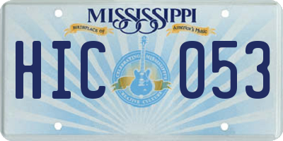 MS license plate HIC053