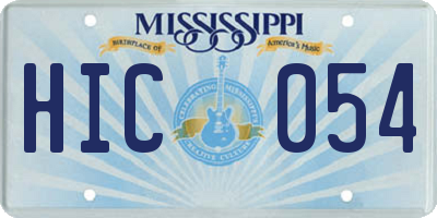MS license plate HIC054