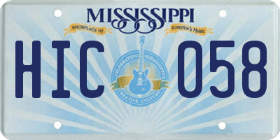 MS license plate HIC058