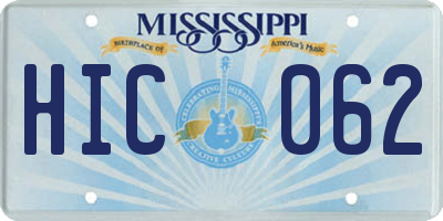 MS license plate HIC062