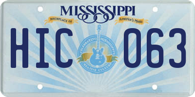MS license plate HIC063