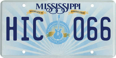 MS license plate HIC066