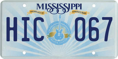 MS license plate HIC067