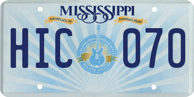 MS license plate HIC070