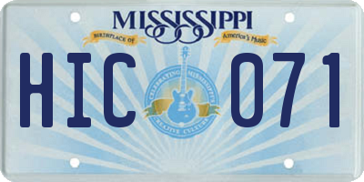MS license plate HIC071