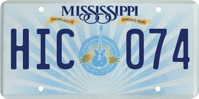 MS license plate HIC074