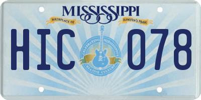 MS license plate HIC078
