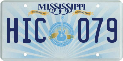 MS license plate HIC079