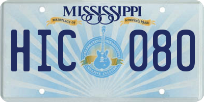 MS license plate HIC080