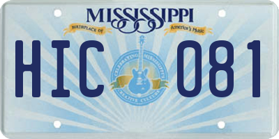 MS license plate HIC081